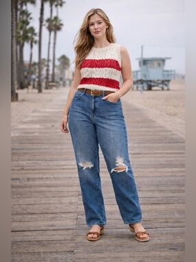 Levi’s High Waisted Straight Distressed Jeans - size 31